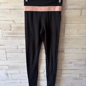 Zyia Active black leggings pink band spandex workout‎ athletic size 4 womens